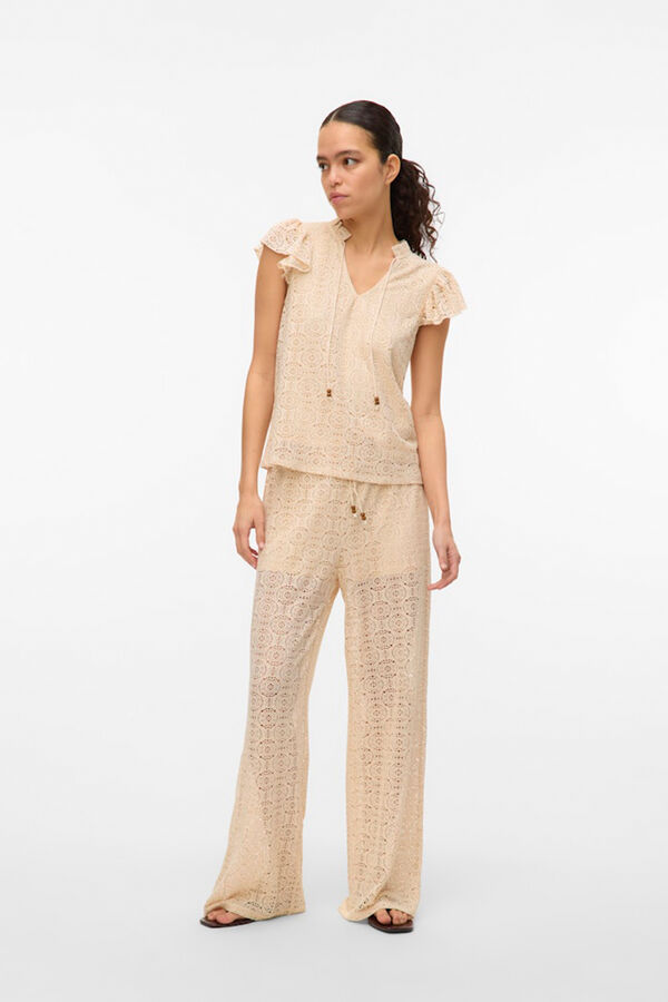 Vero Moda Top vazado com mangas franzidas Cinzento