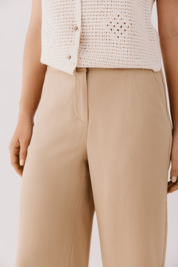 Cortefiel Pantal&oacute;n de tencel Tostado