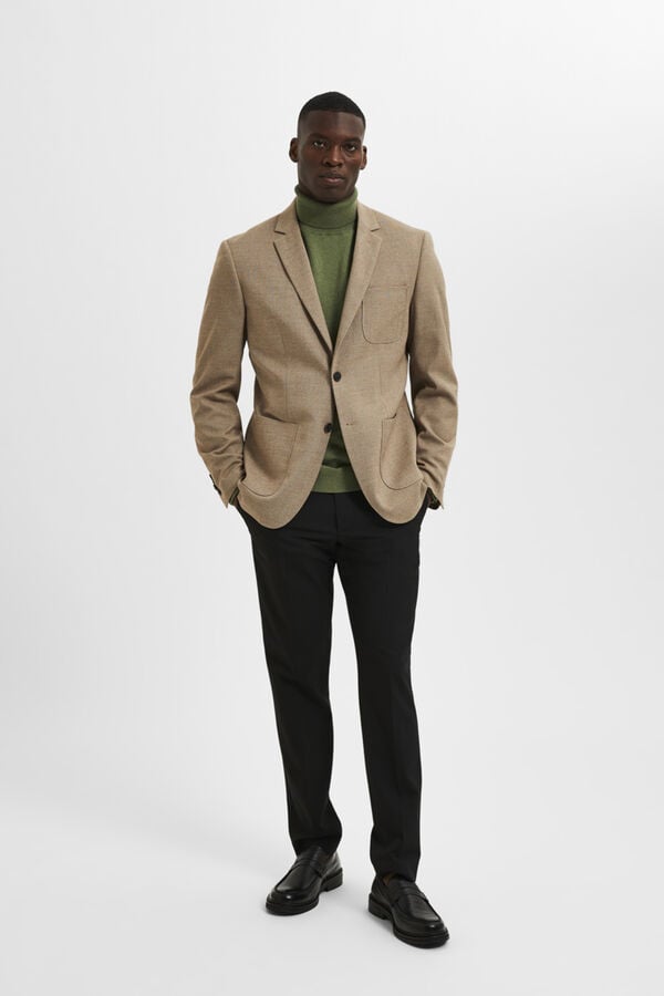 Selected Blazer slim fit elaborado com materiais reciclados Castanho