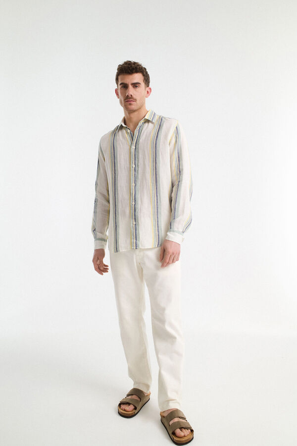 Selected Camisa de manga larga 100% lino Blanco