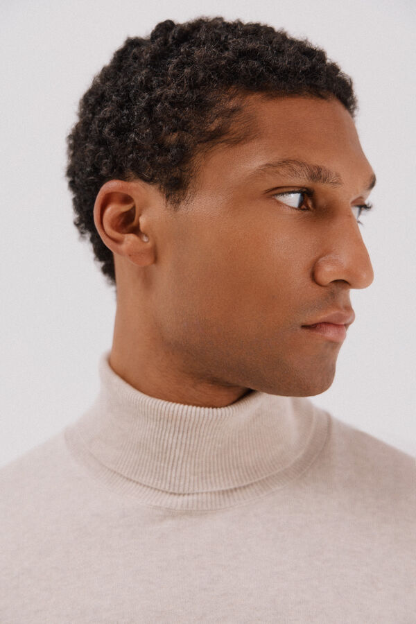 Cortefiel Jersey algod&oacute;n cashmere cuello alto Beige