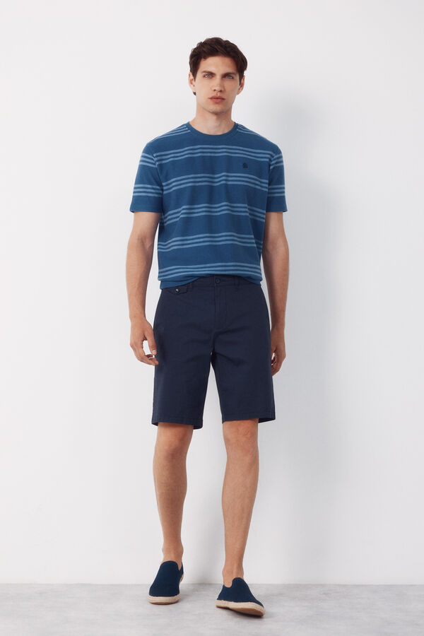 Cortefiel Bermuda chino estampada ligera Azul marino
