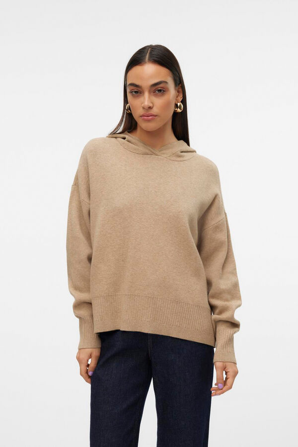 Vero Moda Jersey de punto con detalle de capucha Marr&oacute;n