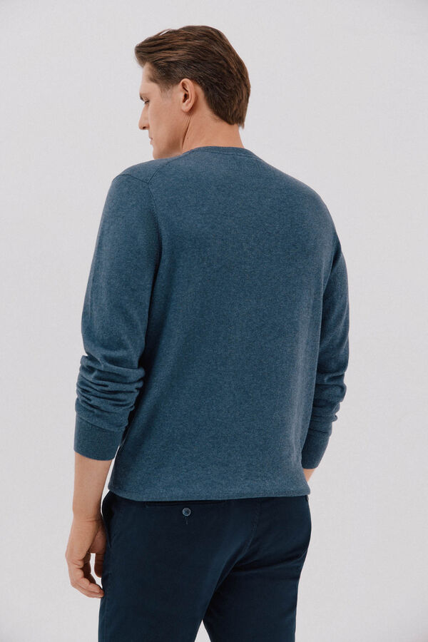 Cortefiel Jersey algod&oacute;n cashmere cuello caja Azul oscuro