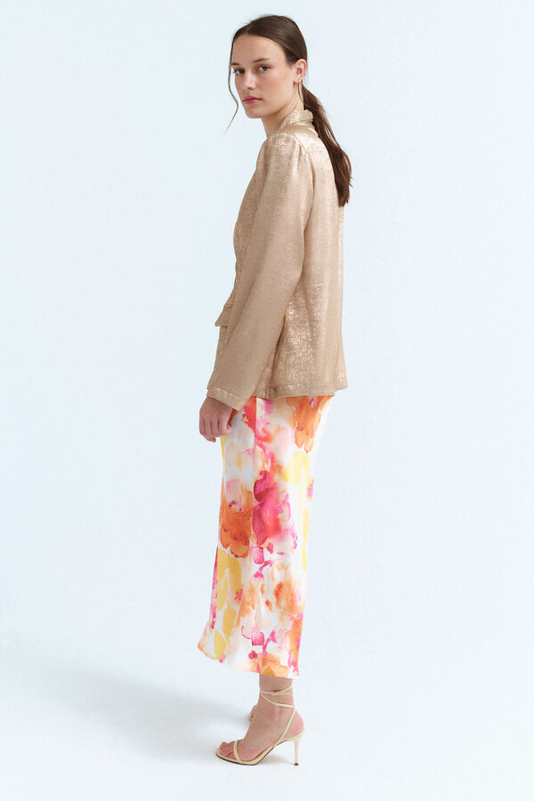 Vila Falda midi satinada estampada Blanco