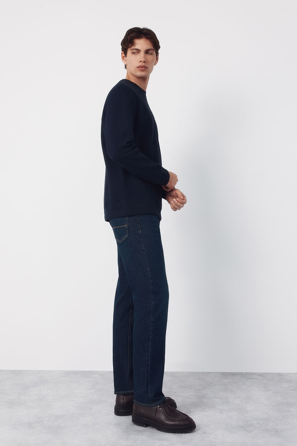Cortefiel Sweatshirt estruturada com gola caixa Azul