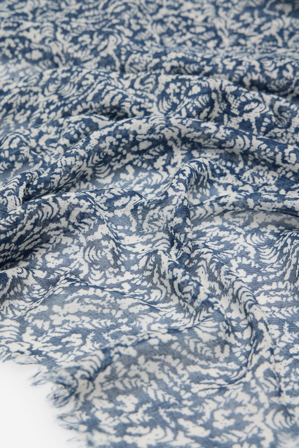 Cortefiel Fular estampado ramas Azul marino