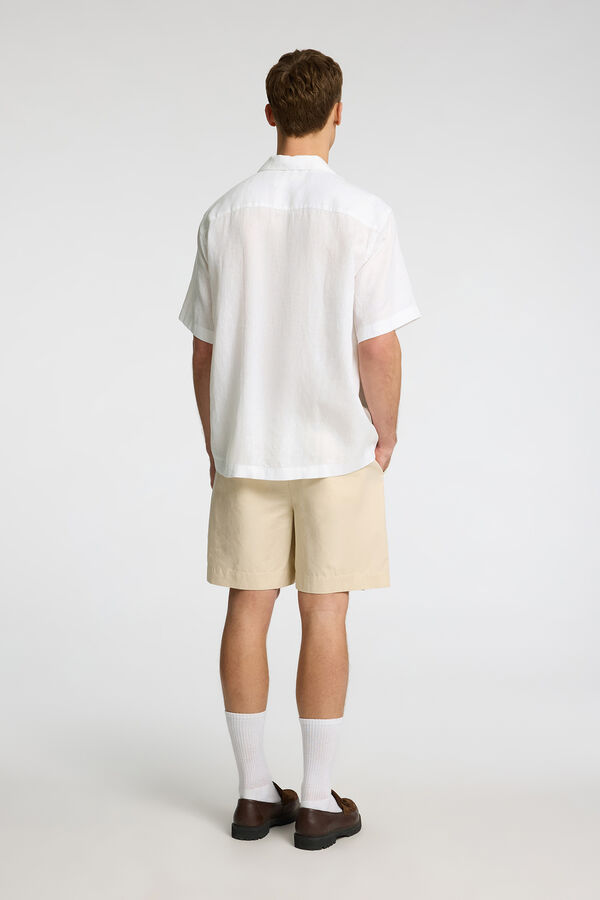 Selected Camisa manga curta 100% linho Branco