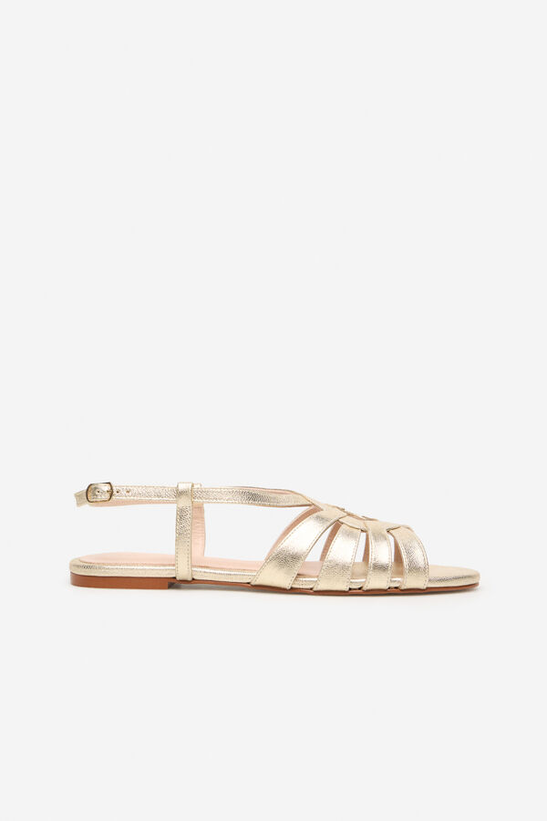 Cortefiel Sandalia plana piel Dorado