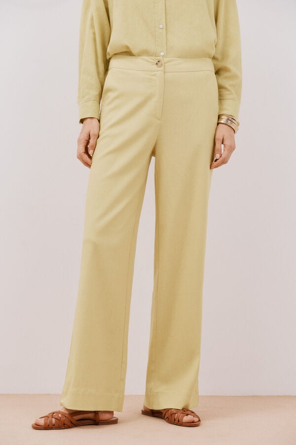 Cortefiel Pantal&oacute;n lino Amarelo