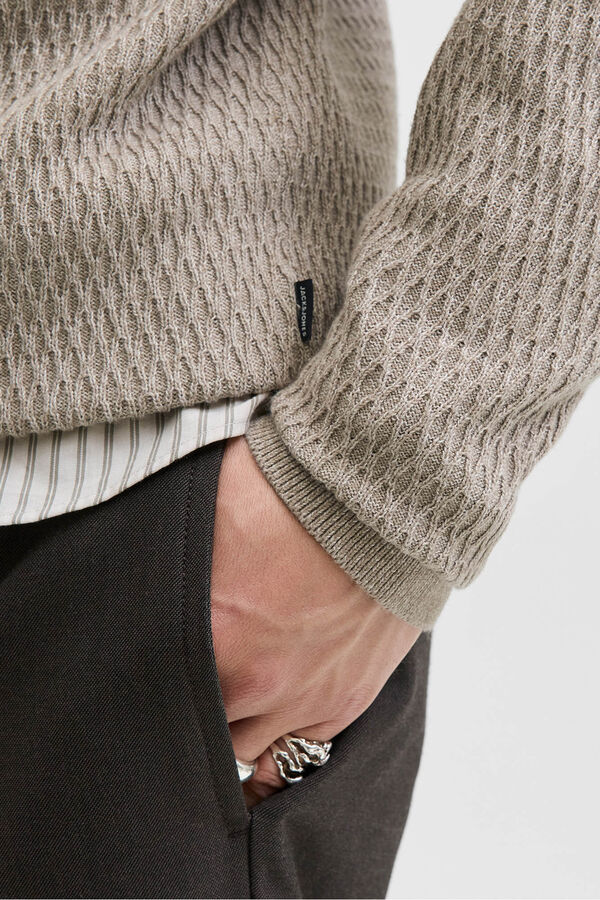 Jack & Jones Camisola b&aacute;sica com gola redonda Cinzento