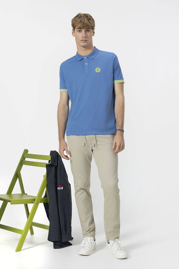 elPulpo Camisa polo lavada com patch contrastante Azul