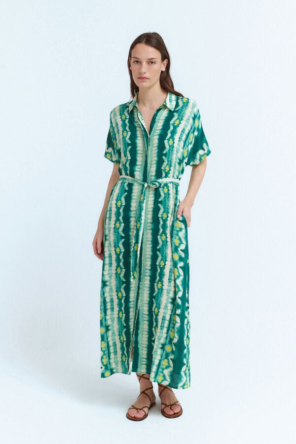 Vila Vestido camisa midi de viscose   Verde