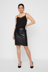 Vero Moda Saia tubo efeito pele Preto