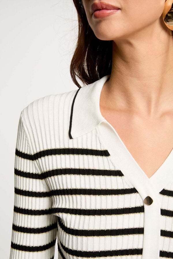 Morgan Jersey manga 3/4 y rayas Estampado blanco