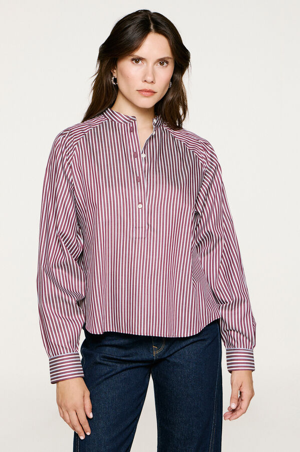 Selected Camisa cuello mao 100% algod&oacute;n org&aacute;nico. Rosa