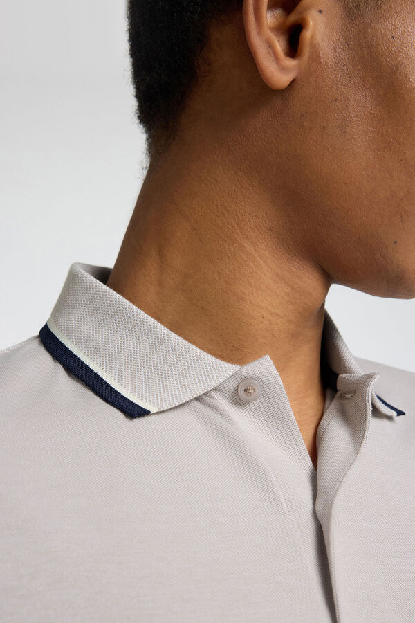 Selected Polo manga curta piqu&eacute; Cinzento