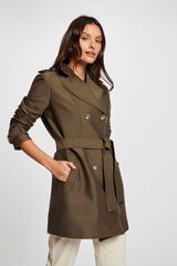 Morgan Gabardina larga con cremallera Kaki