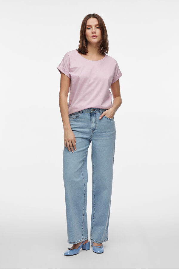 Vila T-shirt manga curta em algod&atilde;o org&acirc;nico Roxo