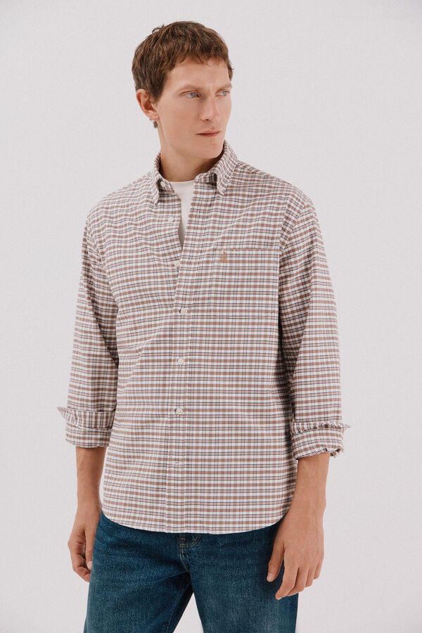 Cortefiel Camisa oxford cuadros Estampado marr&oacute;n