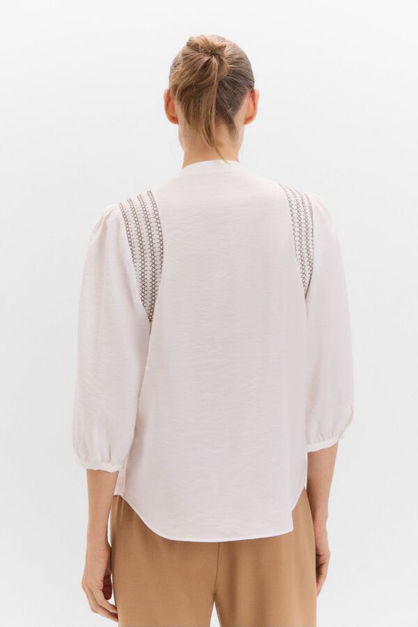 Cortefiel Blusa nido de abeja Blanco