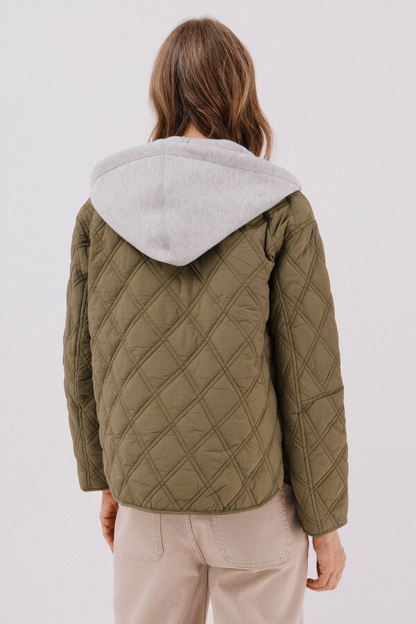 Cortefiel Anorak corto capucha sudadera Kaki