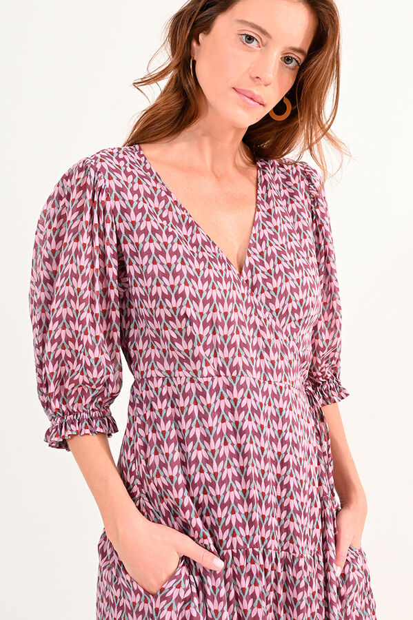 Molly Bracken Vestido largo con estampado lazada y volantes Multicolor