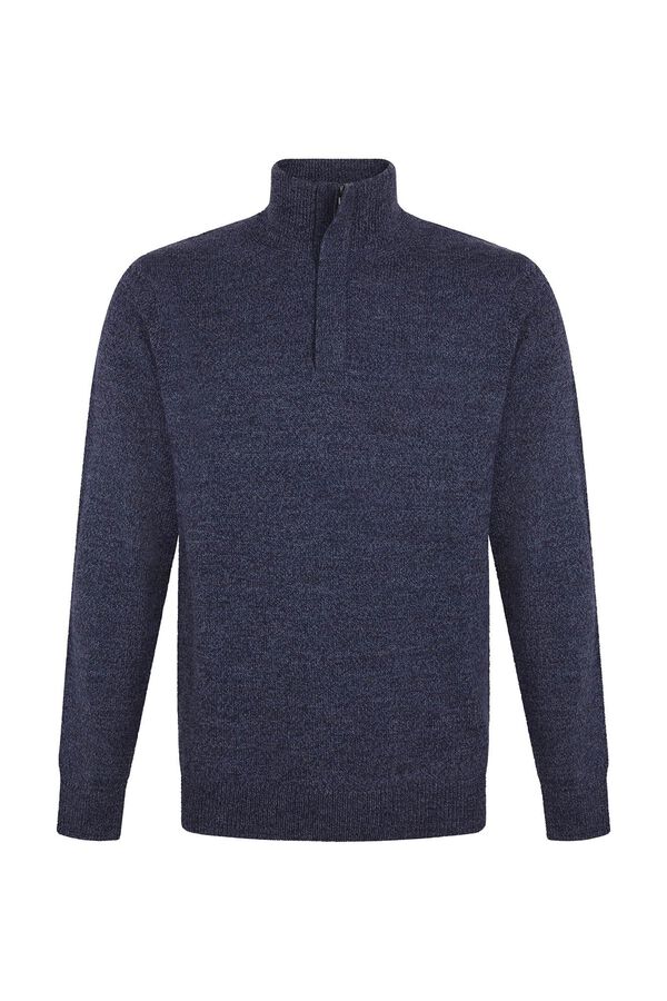 Cortefiel Camisola l&atilde; tor&ccedil;al gola fecho-&eacute;clair Azul