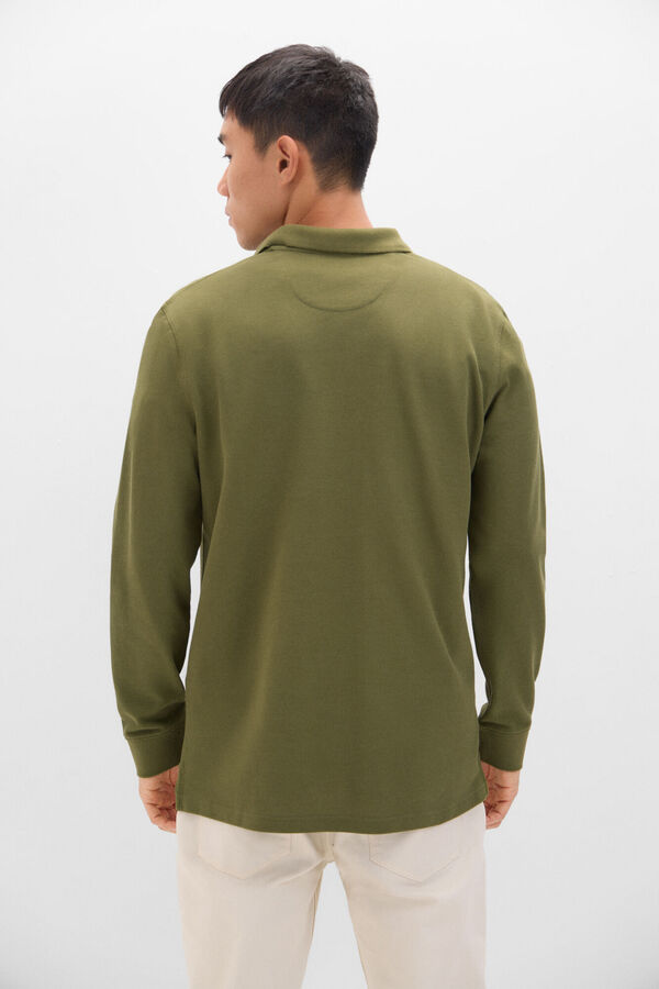 Cortefiel Polo b&aacute;sico manga larga Verde