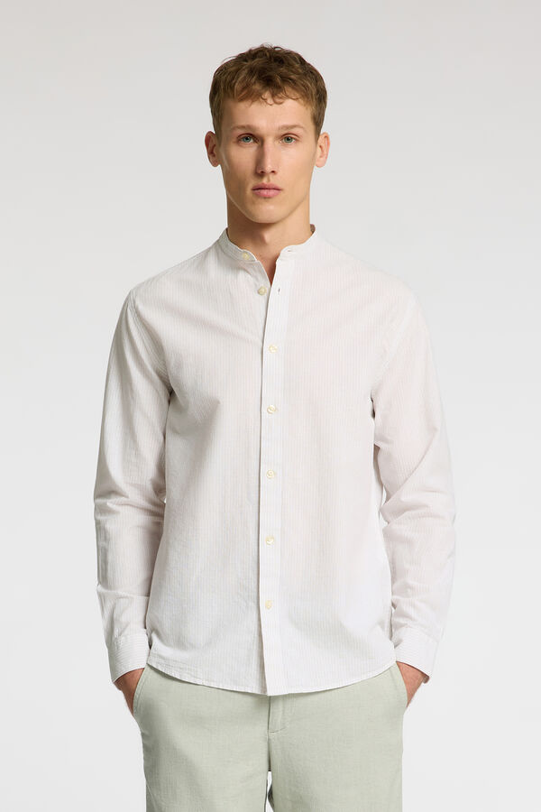 Selected Camisa de lino cuello mao Gris