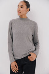 Cortefiel Camiseta con detalle strass Gris