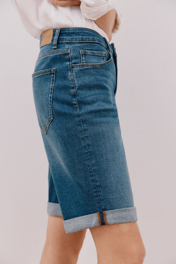 Cortefiel Bermuda vaquera b&aacute;sica Azul