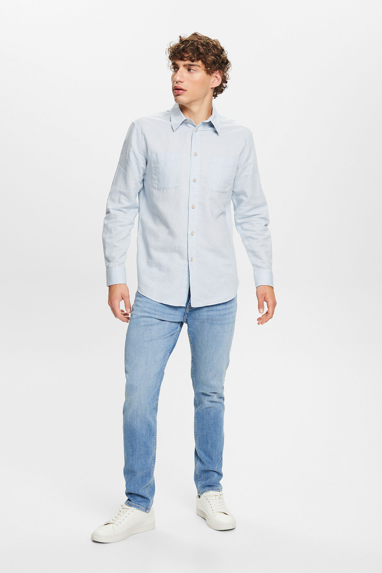 Esprit Camisa b&aacute;sica regular fit con lino