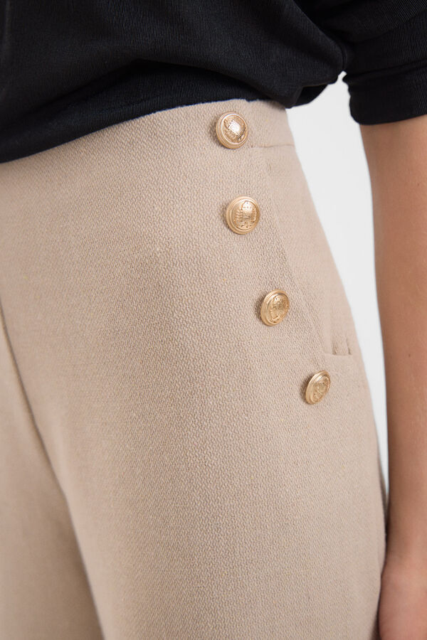 Cortefiel Cal&ccedil;a crop com bot&otilde;es Tostado