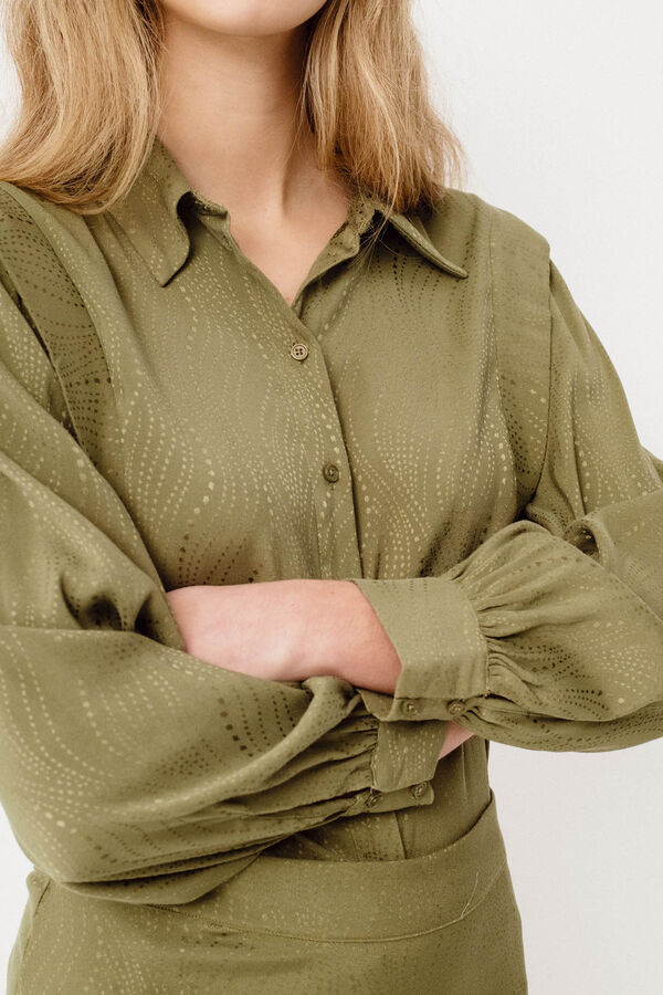 Vila Blusa manga larga estampada Verde oscuro