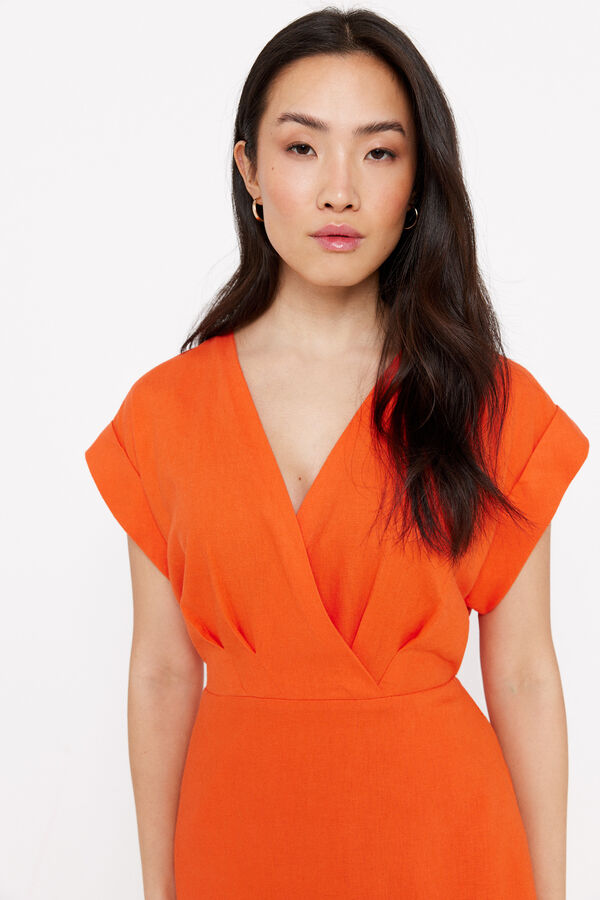 Cortefiel Vestido largo efecto r&uacute;stico Naranja