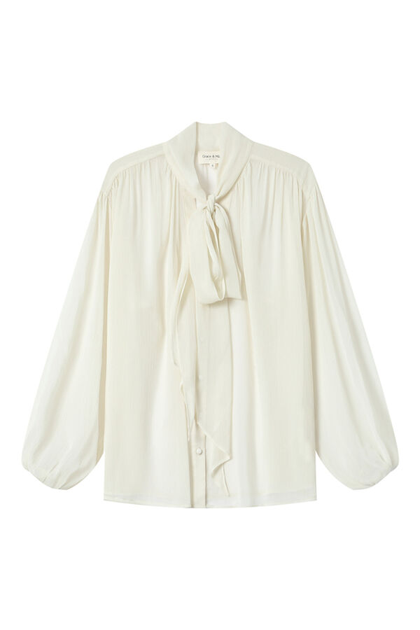 Grace & Mila Blusa fluida con lazada Blanco
