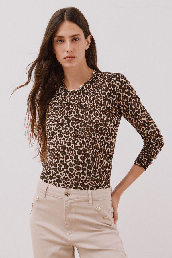 Cortefiel Camisola malha estampada Castanho