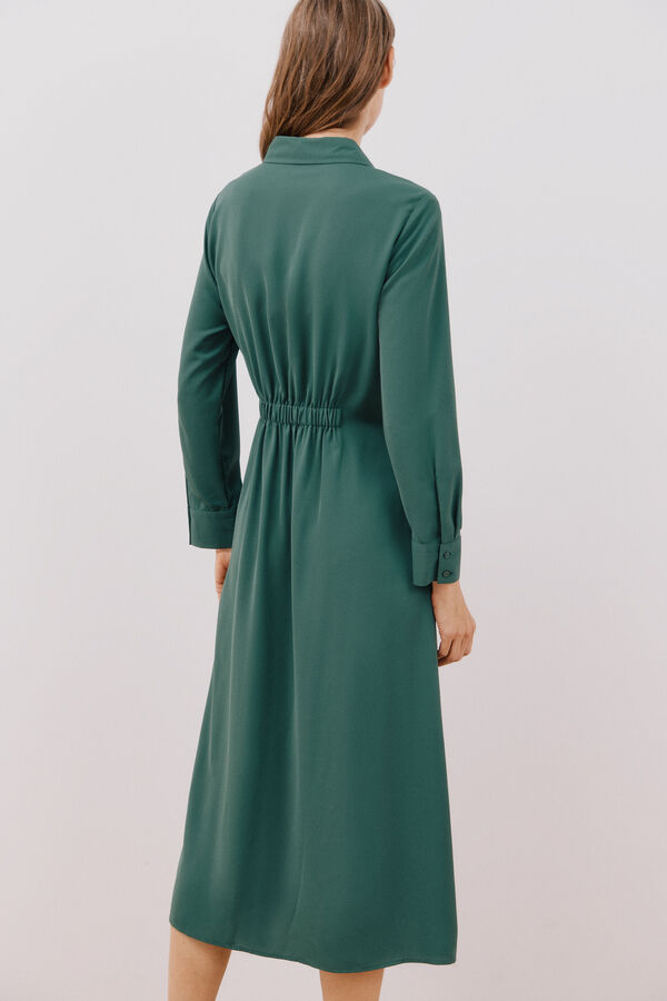 Cortefiel Vestido camisero fluido Verde