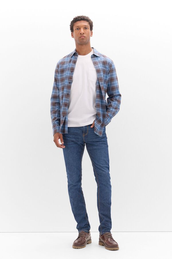 Cortefiel Camisa twill xadrez Azul