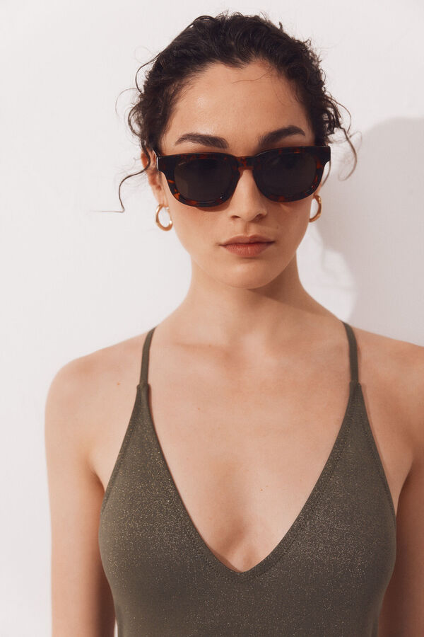 Cortefiel Mai&ocirc; shapewear/moldador de tecido brilhante Verde