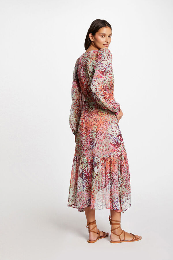 Morgan Vestido midi cruzado estampado Estampado rojo