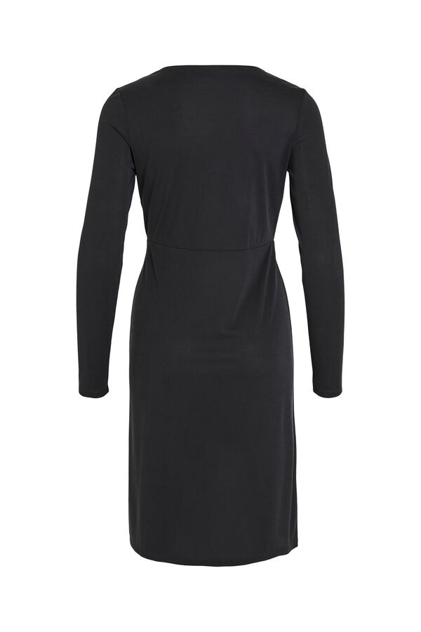 Vila Vestido midi cuello pico Negro