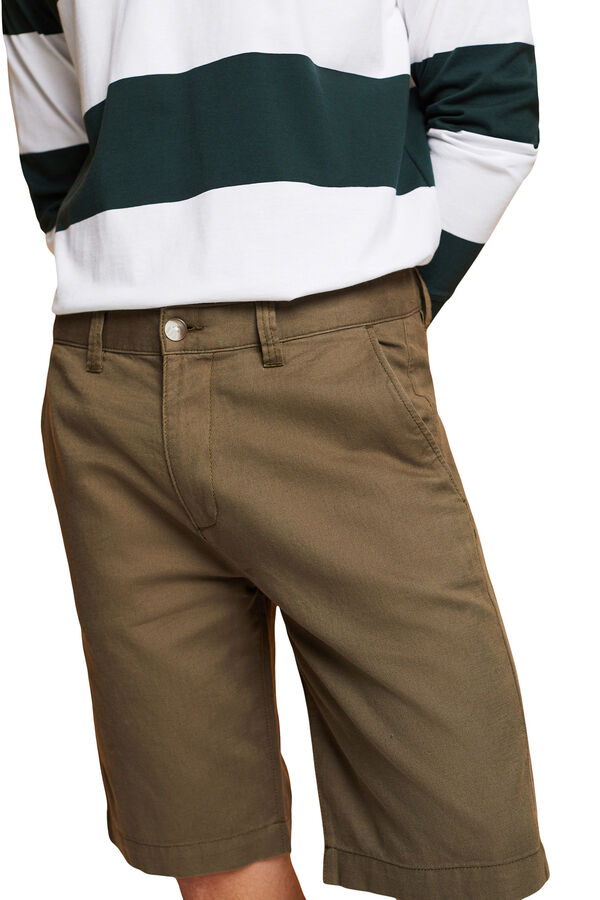 Esprit Bermuda lisa regular fit con lino Marr&oacute;n