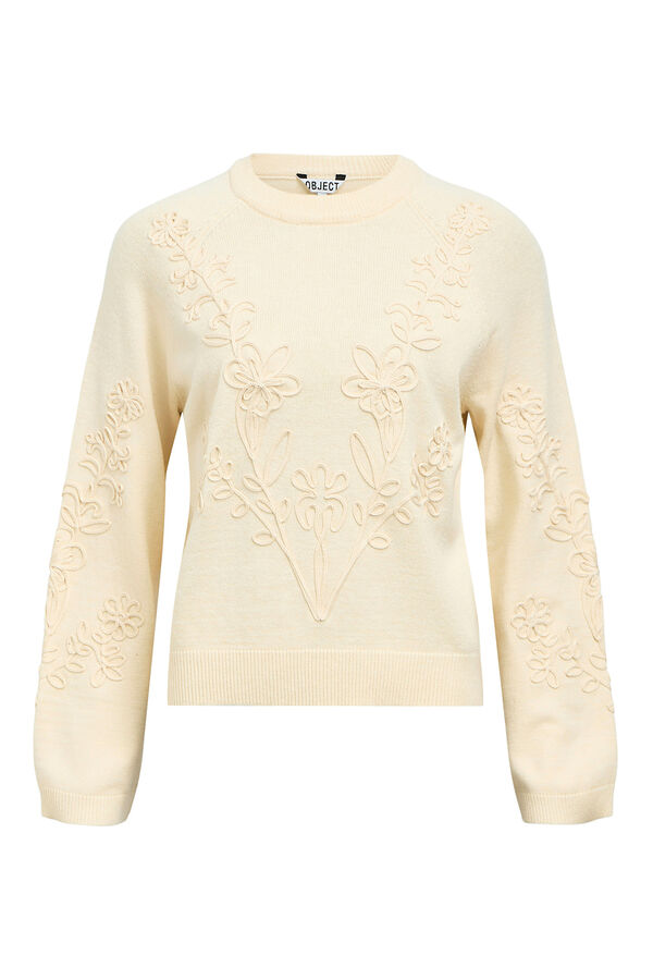 Object Camisola de malha bordado com flores Tostado