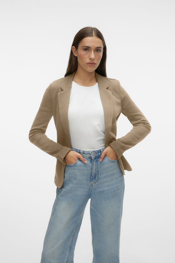 Vero Moda Blazer com aba e bolsos Castanho