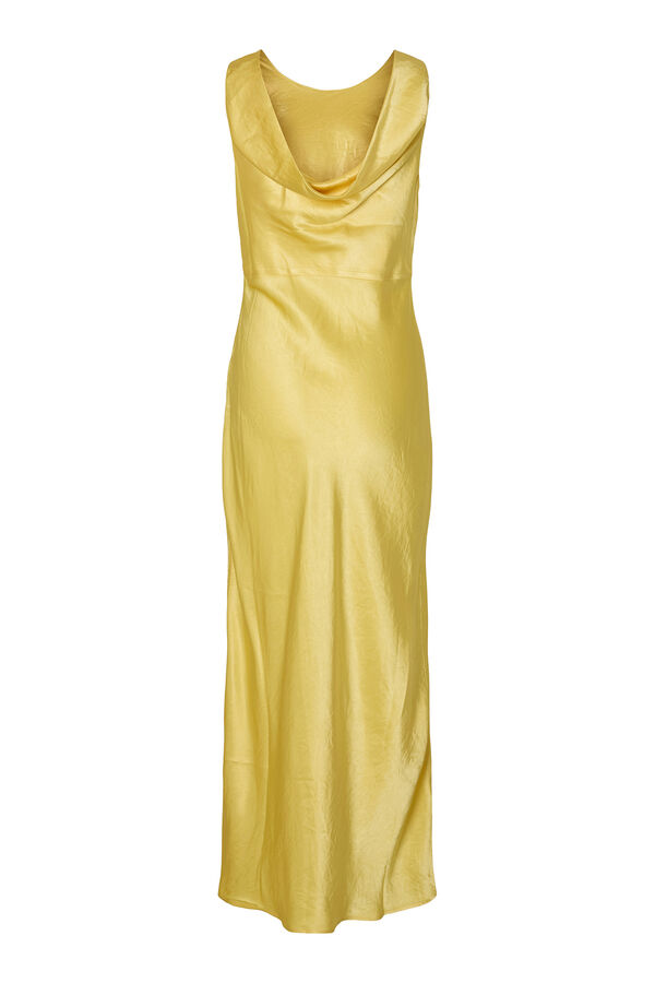 Selected Femme Vestido largo satinado Amarillo