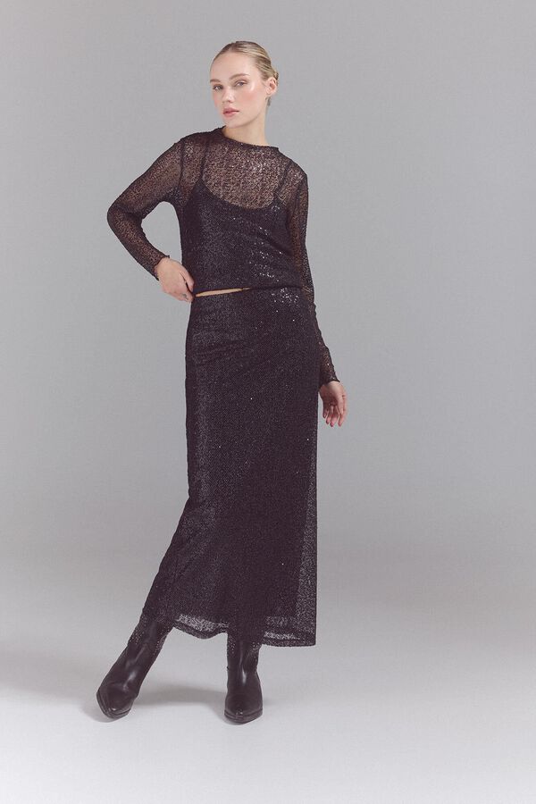 Slowlove Falda recta larga de fantas&iacute;a Negro