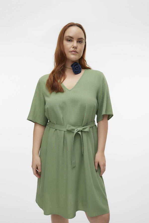 Vero Moda Curve Vestido curto de linho tamanho grande  Verde