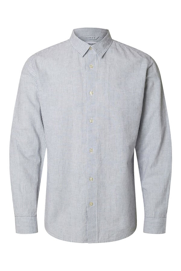 Selected Camisa de lino de manga larga Blanco